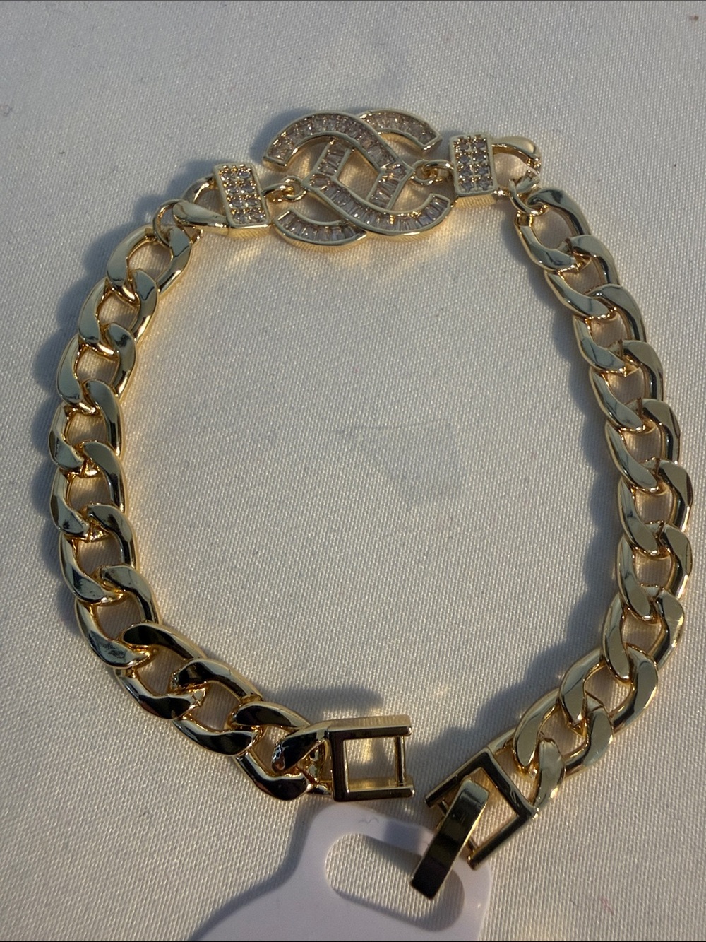 Fashion Jewelry Gold Tone Chain Bracelet with Crystal Knot Accent